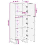 Highboard Brown And Black 40X33.5X110 Cm Solid Wood Mango