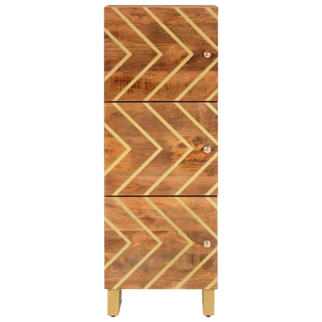 Highboard Brown And Black 40X33.5X110 Cm Solid Wood Mango