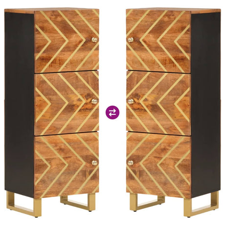 Highboard Brown And Black 40X33.5X110 Cm Solid Wood Mango