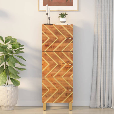 Highboard Brown And Black 40X33.5X110 Cm Solid Wood Mango