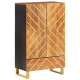 Highboard Brown And Black 60X33.5X100 Cm Solid Wood Mango