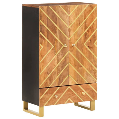 Highboard Brown And Black 60X33.5X100 Cm Solid Wood Mango