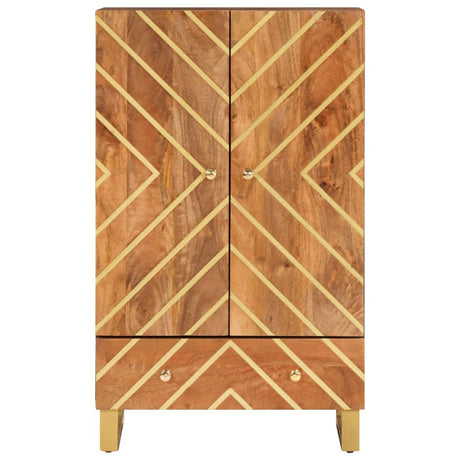 Highboard Brown And Black 60X33.5X100 Cm Solid Wood Mango