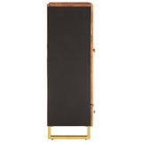 Highboard Brown And Black 60X33.5X100 Cm Solid Wood Mango