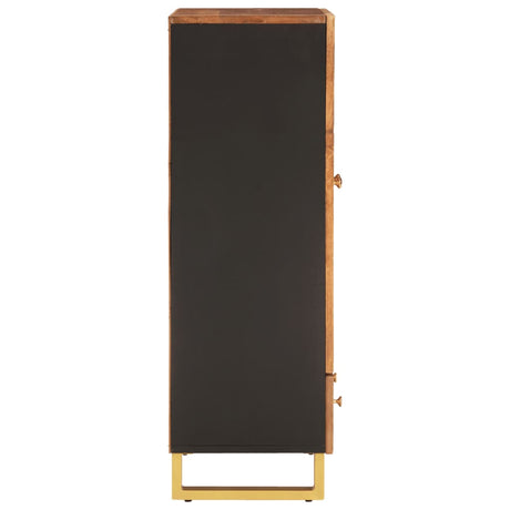 Highboard Brown And Black 60X33.5X100 Cm Solid Wood Mango