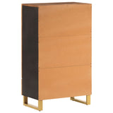 Highboard Brown And Black 60X33.5X100 Cm Solid Wood Mango