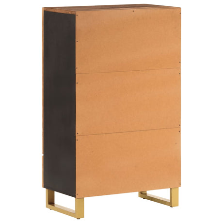 Highboard Brown And Black 60X33.5X100 Cm Solid Wood Mango