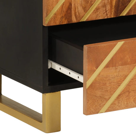 Highboard Brown And Black 60X33.5X100 Cm Solid Wood Mango