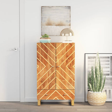 Highboard Brown And Black 60X33.5X100 Cm Solid Wood Mango