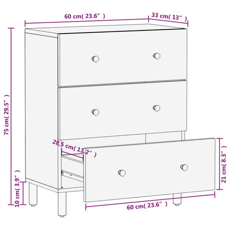 Side Cabinet 60X33X75 Cm Solid Wood Mango
