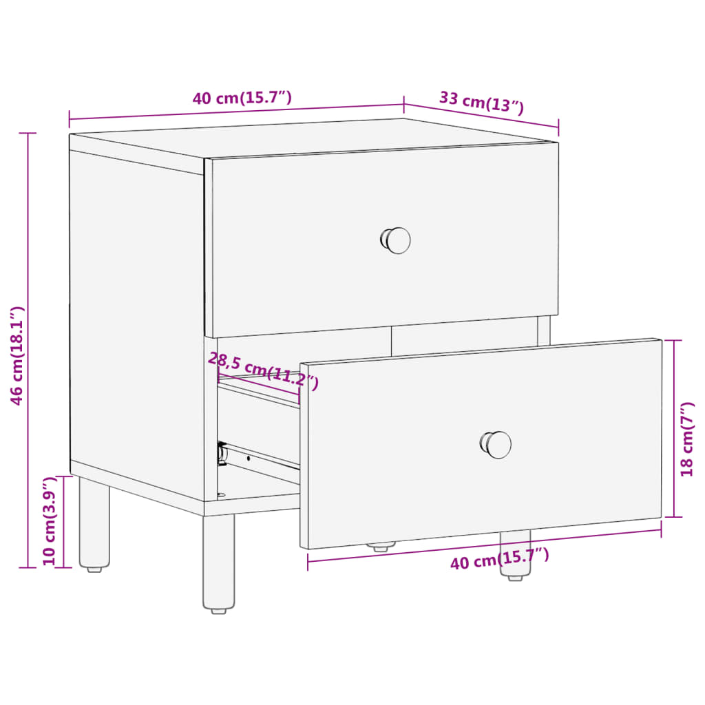 Bedside Cabinets 2 Pcs 40X33X46 Cm Solid Wood Acacia
