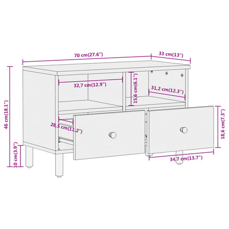 Tv Cabinet 70X33X46 Cm Solid Wood Acacia