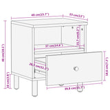 Bedside Cabinet 40X33X46 Cm Solid Wood Acacia