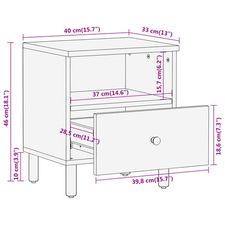 Bedside Cabinet 40X33X46 Cm Solid Wood Acacia