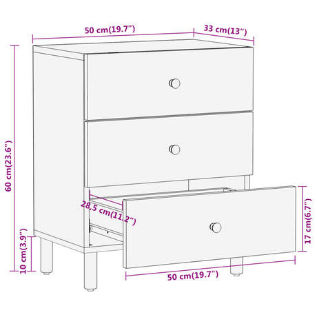 Bedside Cabinet 50X33X60 Cm Solid Wood Acacia
