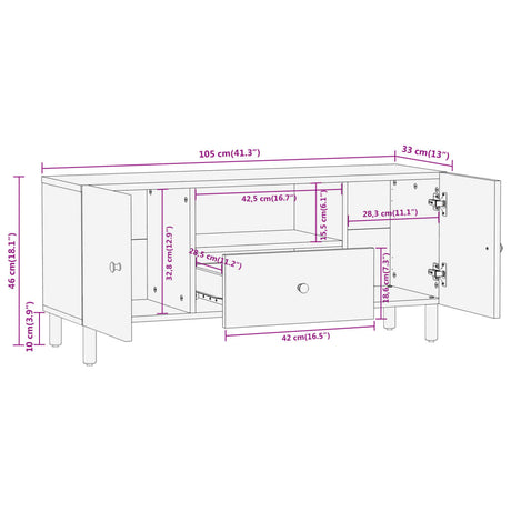 Tv Cabinet 105X33X46 Cm Solid Wood Acacia