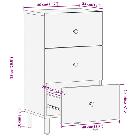 Side Cabinet 40X33X75 Cm Solid Wood Acacia