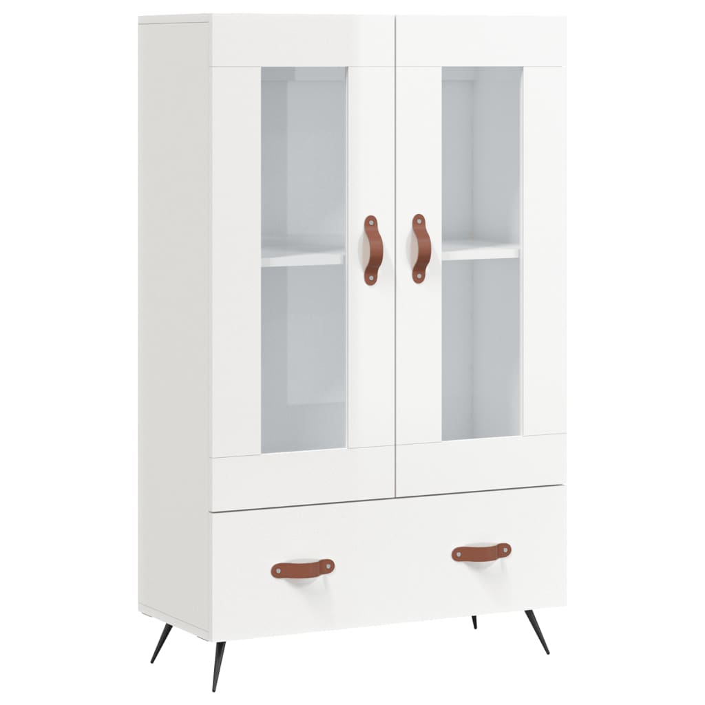 Highboard High Gloss White 69.5x31x115 cm Engineered Wood