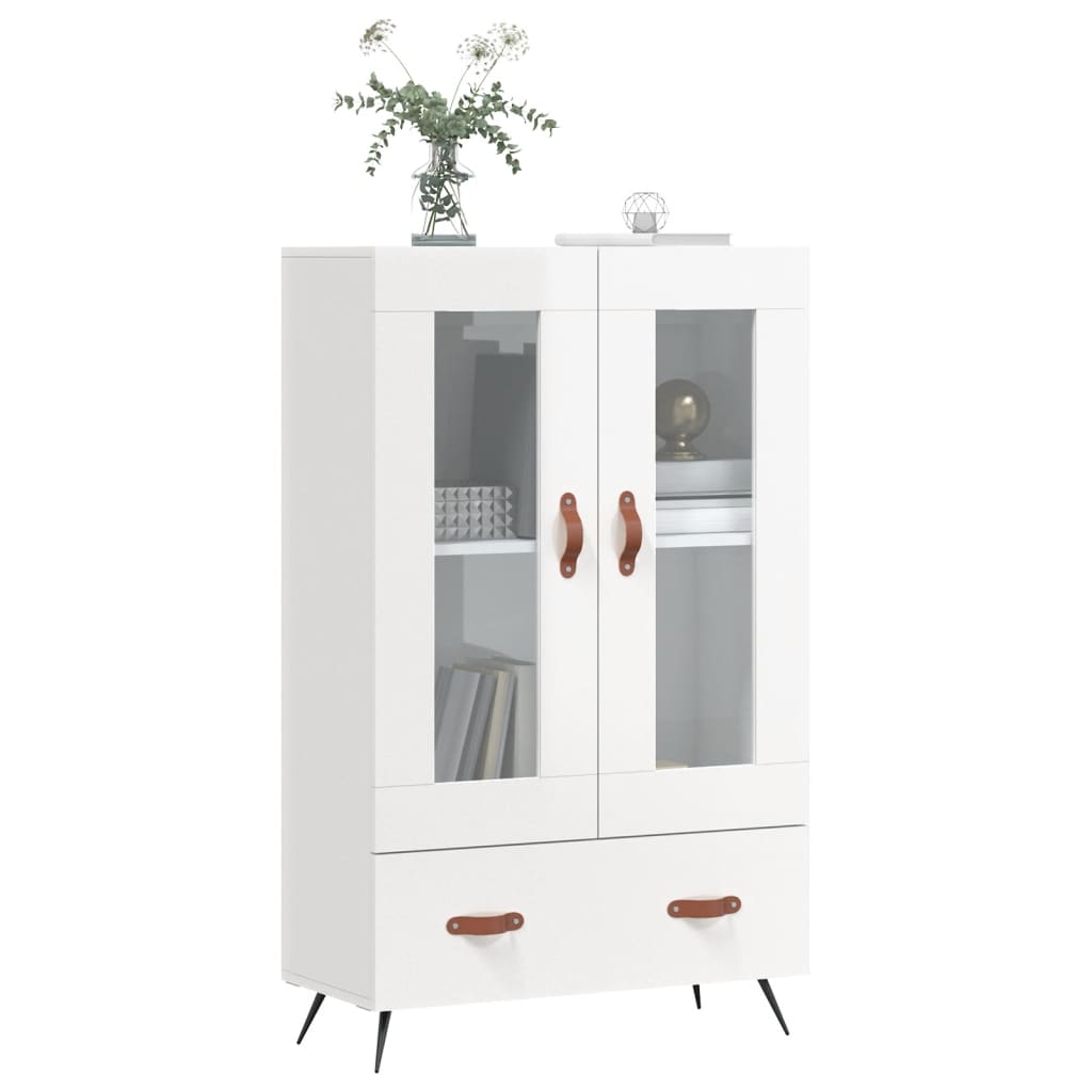Highboard High Gloss White 69.5x31x115 cm Engineered Wood