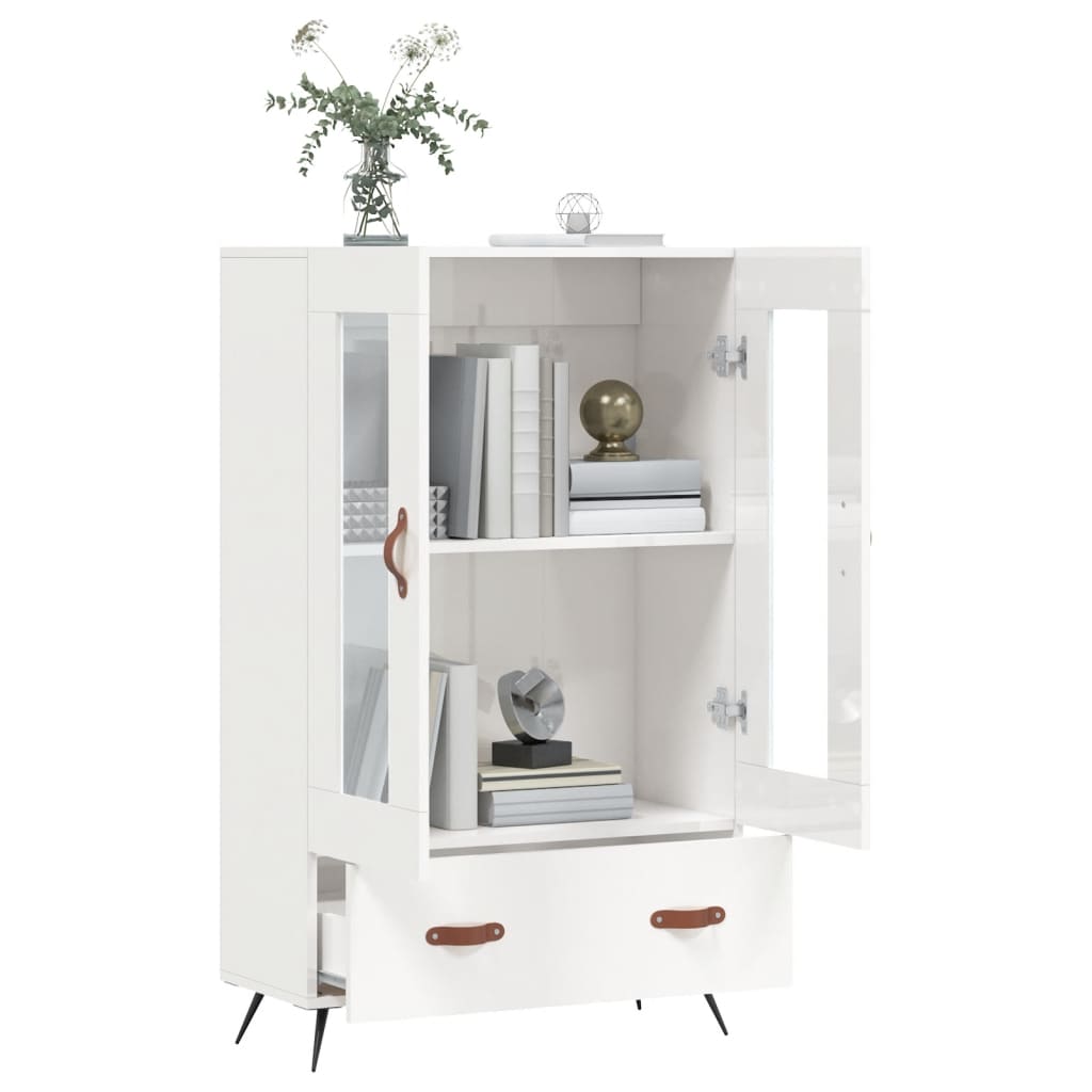 Highboard High Gloss White 69.5x31x115 cm Engineered Wood