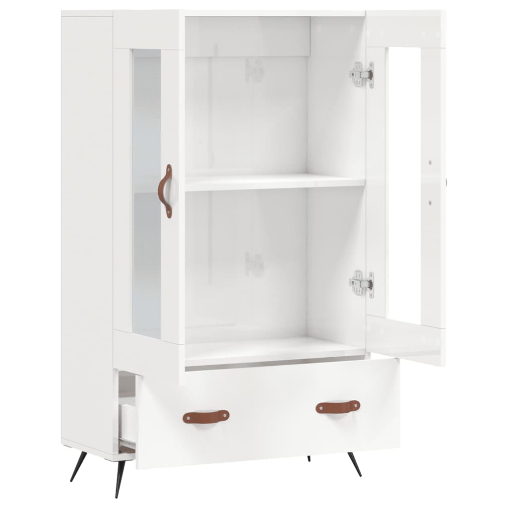 Highboard High Gloss White 69.5x31x115 cm Engineered Wood
