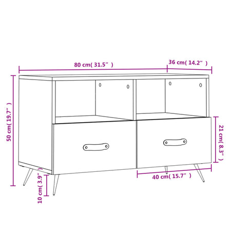 Tv Cabinet 80X36X50 Cm Engineered Wood