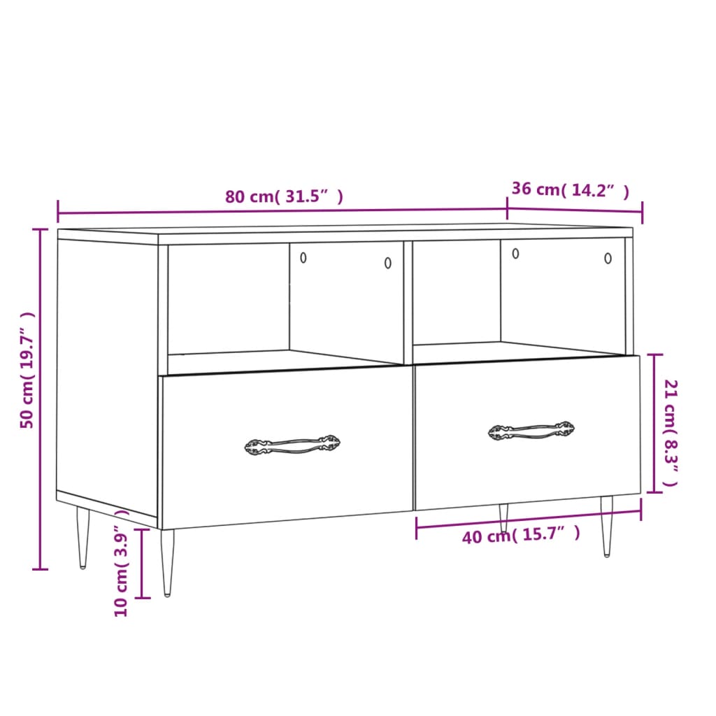 Tv Cabinet 80X36X50 Cm Engineered Wood