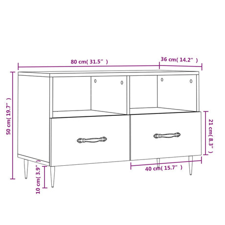 Tv Cabinet 80X36X50 Cm Engineered Wood