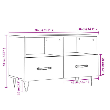 Tv Cabinet 80X36X50 Cm Engineered Wood
