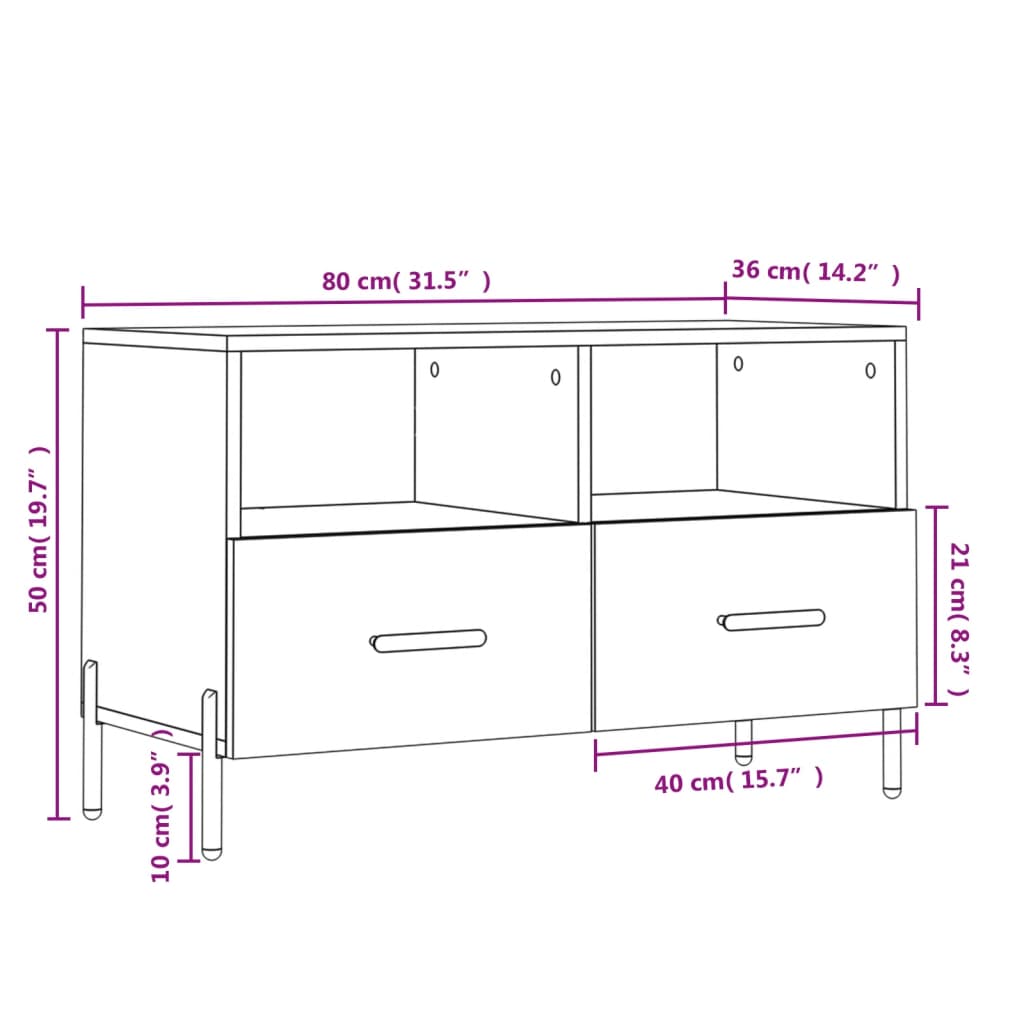 Tv Cabinet 80X36X50 Cm Engineered Wood