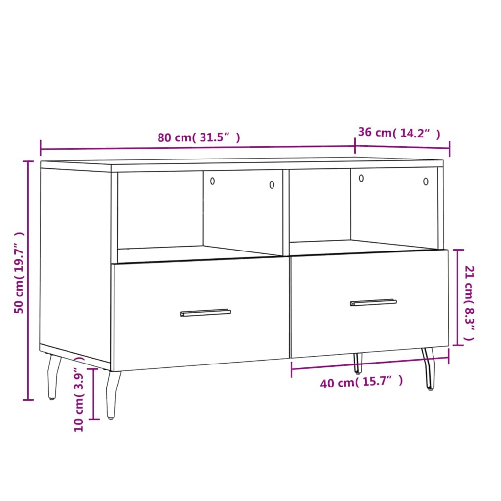 Tv Cabinet 80X36X50 Cm Engineered Wood