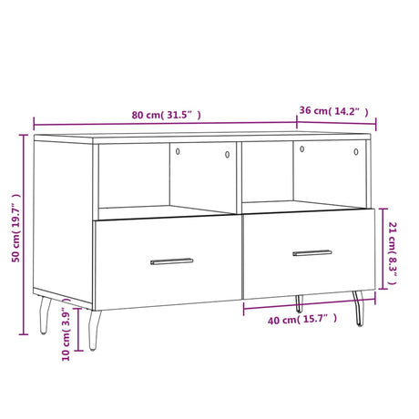 Tv Cabinet 80X36X50 Cm Engineered Wood