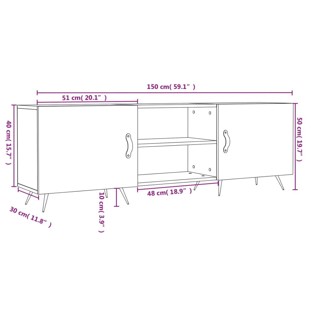 Tv Cabinet 150X30X50 Cm Engineered Wood