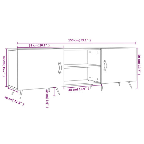 Tv Cabinet 150X30X50 Cm Engineered Wood