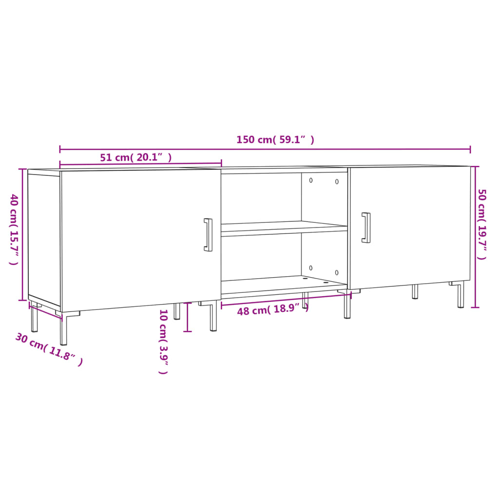 Tv Cabinet 150X30X50 Cm Engineered Wood