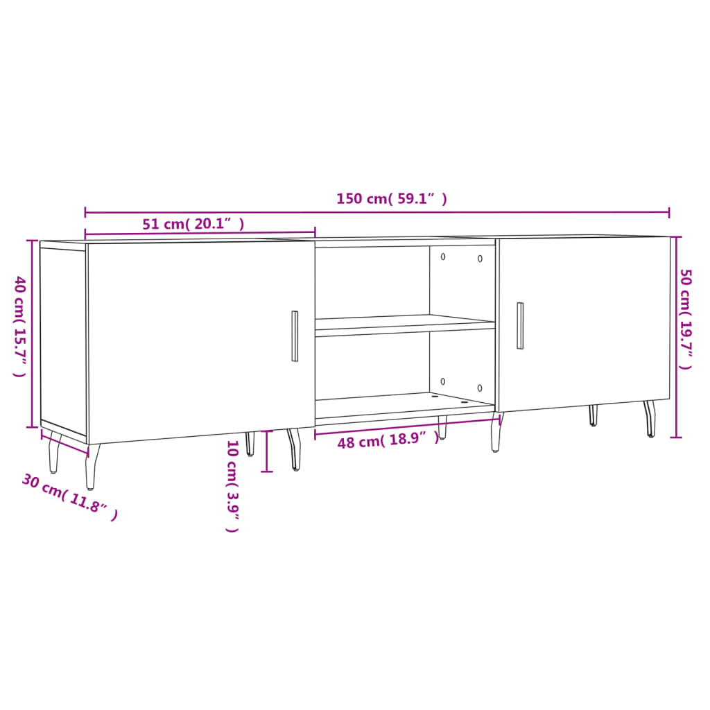 Tv Cabinet 150X30X50 Cm Engineered Wood