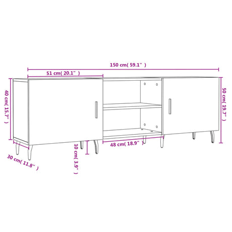 Tv Cabinet 150X30X50 Cm Engineered Wood