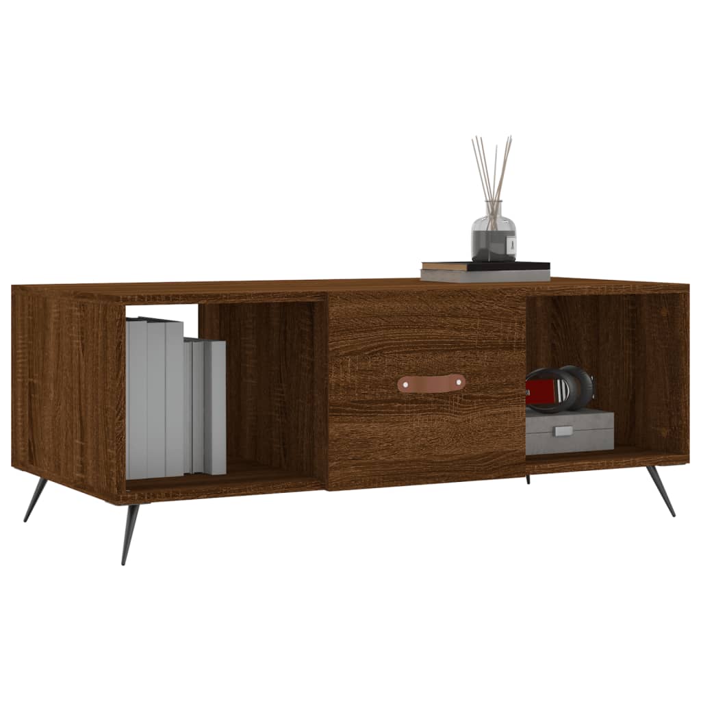 Coffee Table Brown Oak 102x50x40 cm Engineered Wood