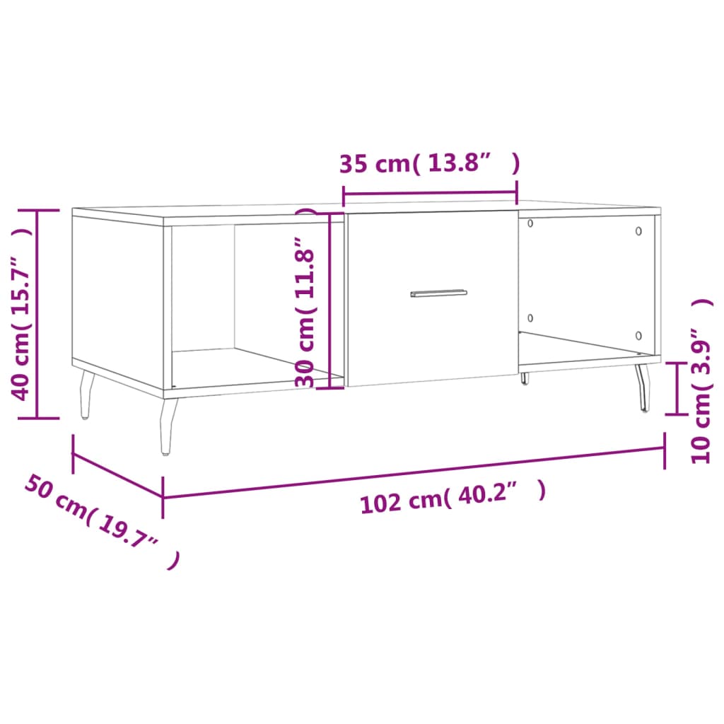 Coffee Table 102X50X40 Cm Engineered Wood