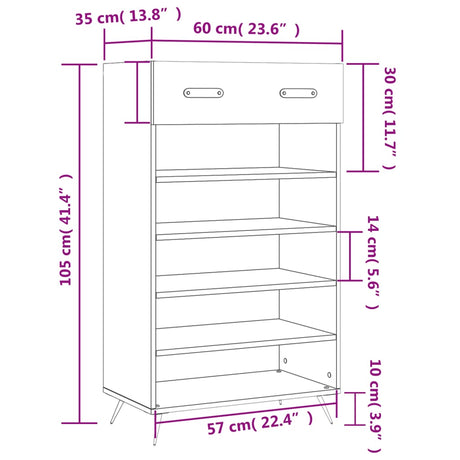 Shoe Cabinet 60X35X105 Cm Engineered Wood