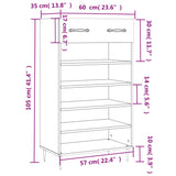Shoe Cabinet 60X35X105 Cm Engineered Wood