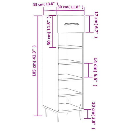 Shoe Cabinet 30X35X105 Cm Engineered Wood