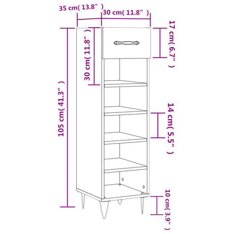 Shoe Cabinet 30X35X105 Cm Engineered Wood