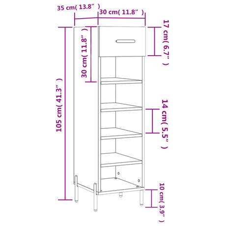Shoe Cabinet 30X35X105 Cm Engineered Wood