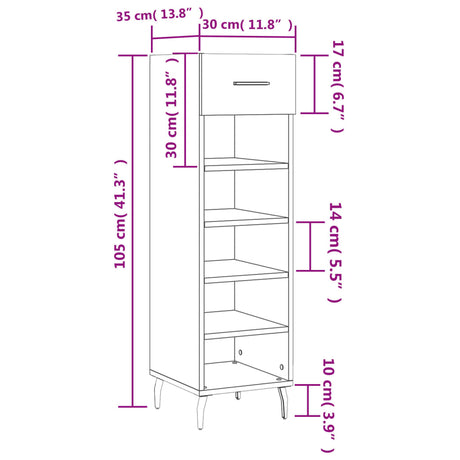 Shoe Cabinet 30X35X105 Cm Engineered Wood