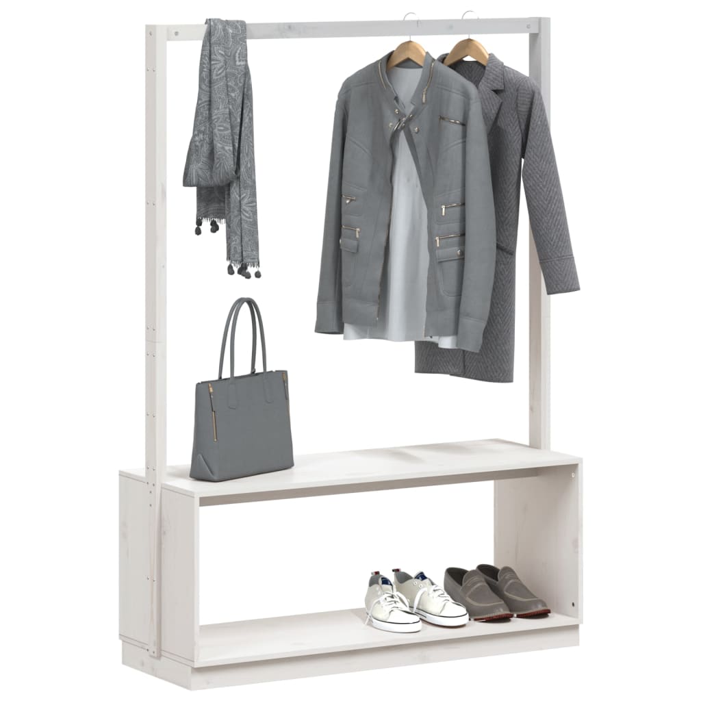 Clothes Rack With Shoe Storage 113X40X157.5 Cm Solid Wood Pine