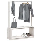 Clothes Rack With Shoe Storage 113X40X157.5 Cm Solid Wood Pine