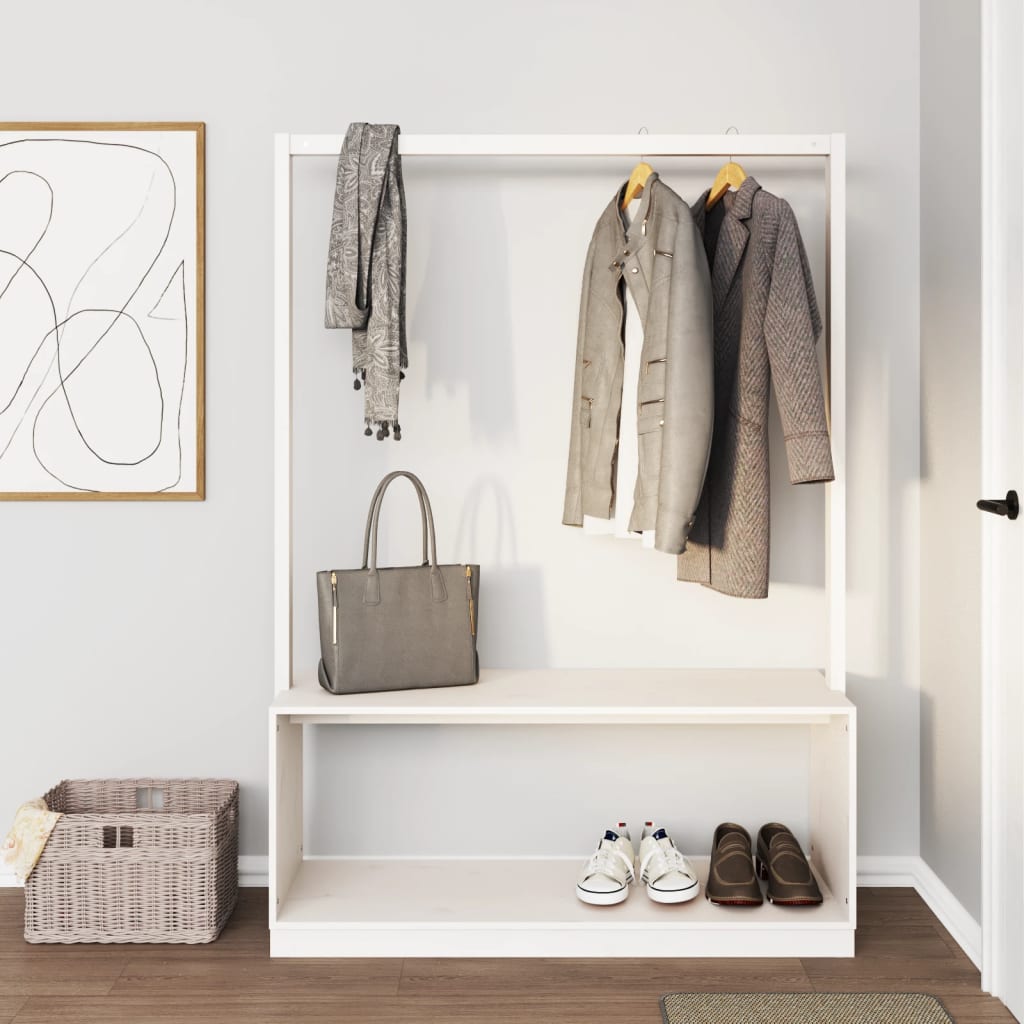 Clothes Rack With Shoe Storage 113X40X157.5 Cm Solid Wood Pine