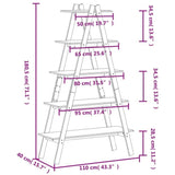 5-Tier Shelf A-Shape 110X40X180.5 Cm Solid Wood Pine