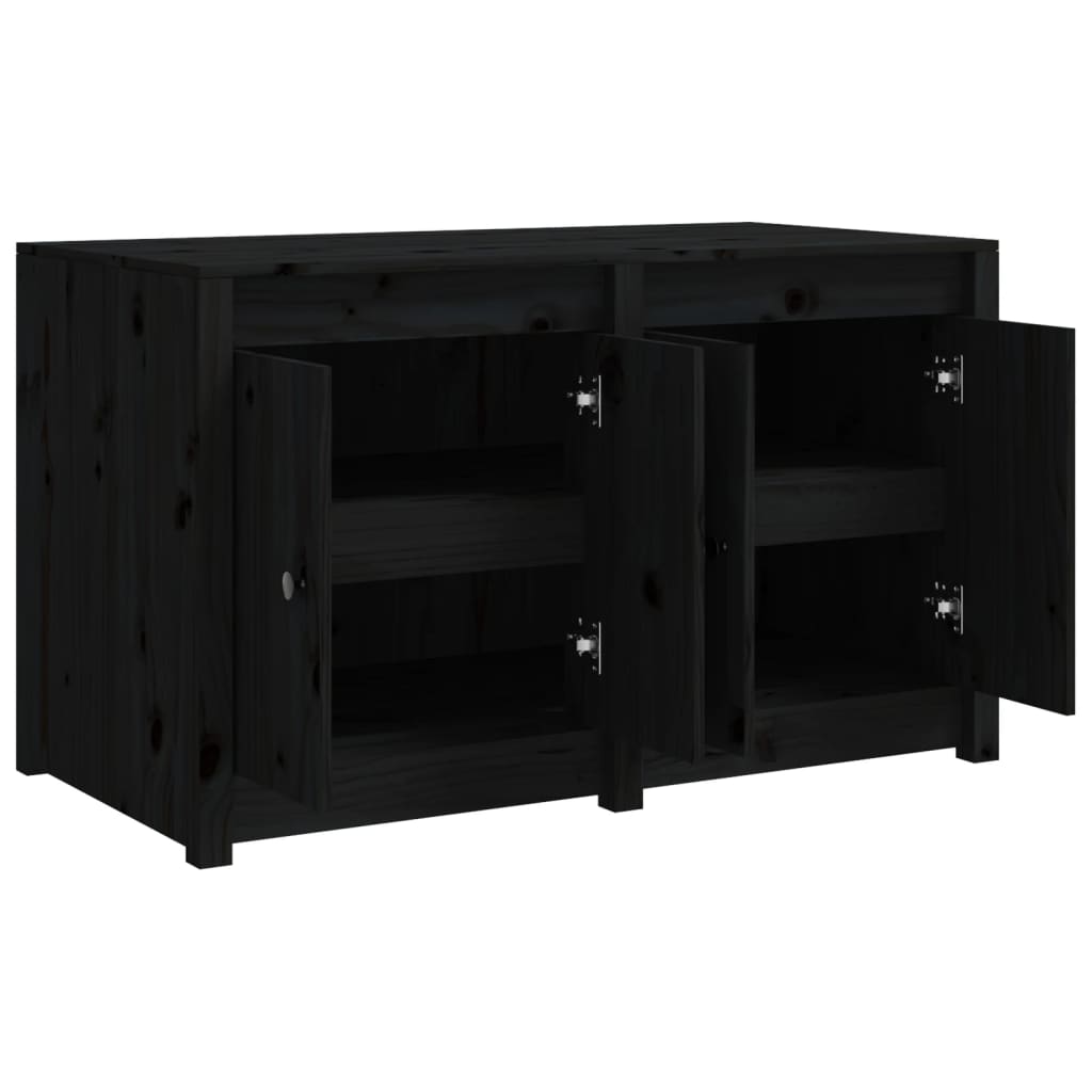 Outdoor Kitchen Cabinet Black Solid Wood Pine